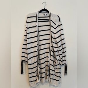 Talbots Black and White Striped Cardigan